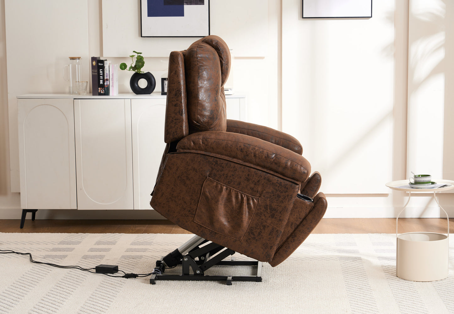 Power Lift Recliner Chair with Massage and Heat, Overstuffed Wide Recliner, Heavy Duty with Safety Motion Reclining Mechanism