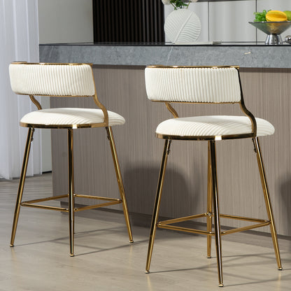 Counter Height Bar Stools with Backrest - Corduroy (SET of 2) 26''