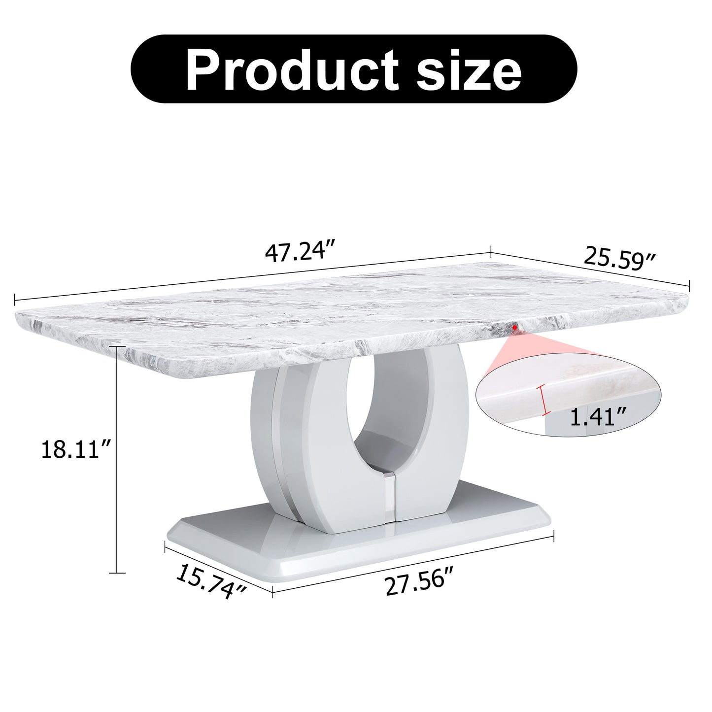 Modern Luxury Imitation - Marble Light Gray Coffee Table