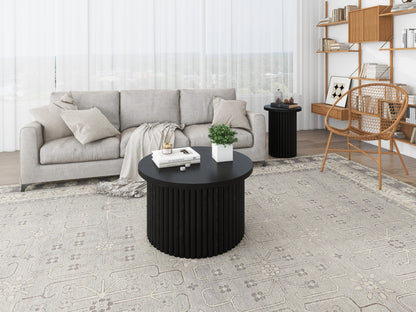 Modern Round Coffee Table with Top Lip Set of 2