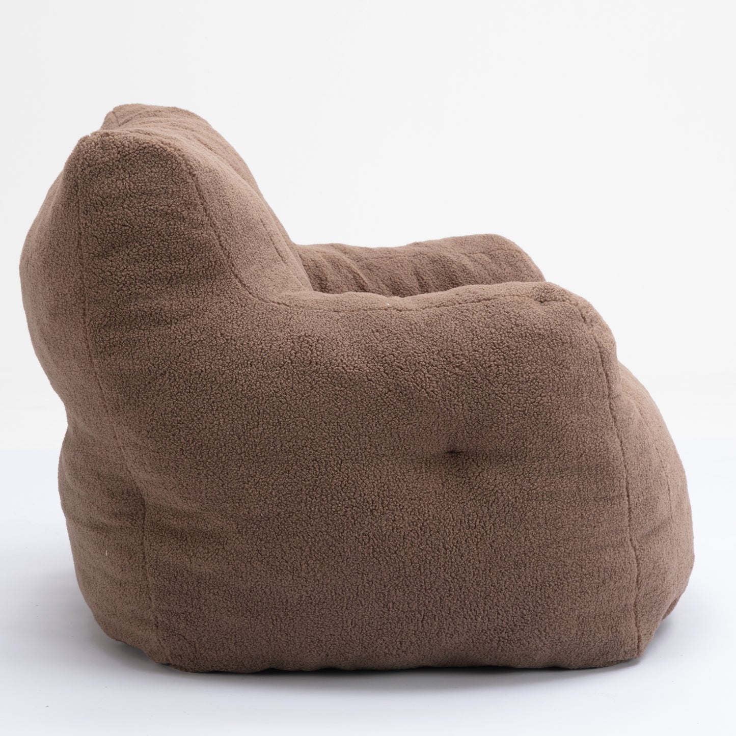 Bean Bag Chair Soft Teddy Fabric Tufted Foam - With Teddy Fabric - Coffee