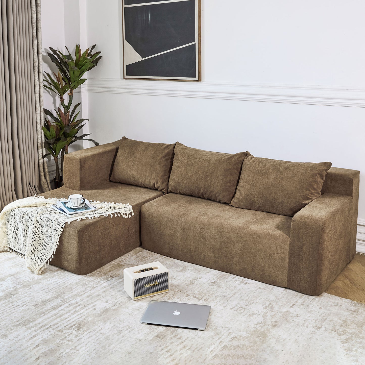 Modern L-Shape Sectional Sofa with Chaise Lounge - Comfy Corner Sofa