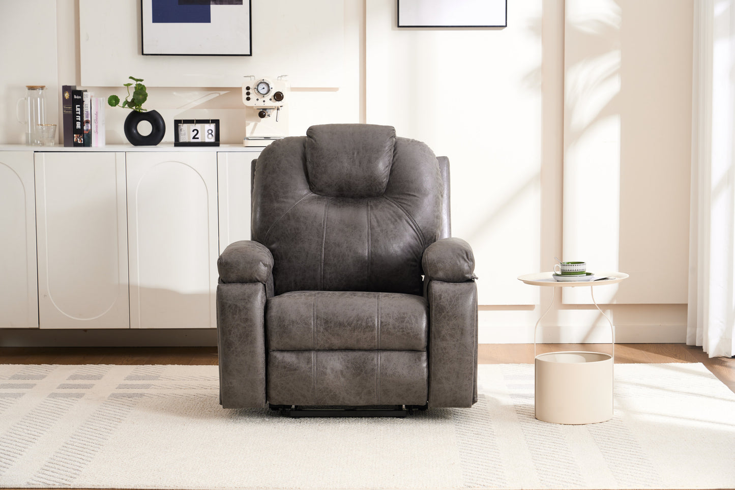 Power Lift Recliner Chair with Massage and Heat, Overstuffed Wide Recliner, Heavy Duty with Safety Motion Reclining Mechanism