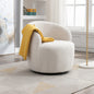 Teddy Fabric Swivel Accent Armchair Barrel Chair With Black Powder Coating and Metal Ring,Ivory White