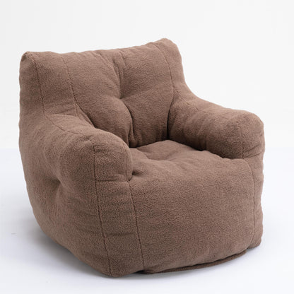 Bean Bag Chair Soft Teddy Fabric Tufted Foam - With Teddy Fabric - Coffee