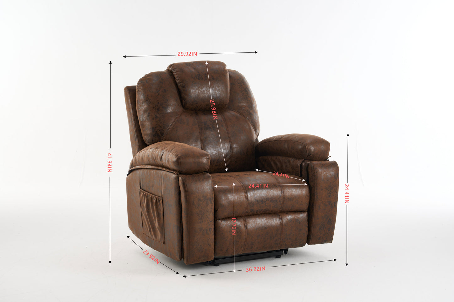 Power Lift Recliner Chair with Massage and Heat, Overstuffed Wide Recliner, Heavy Duty with Safety Motion Reclining Mechanism