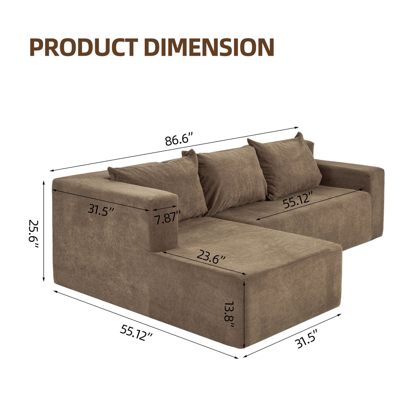 Modern L-Shape Sectional Sofa with Chaise Lounge - Comfy Corner Sofa