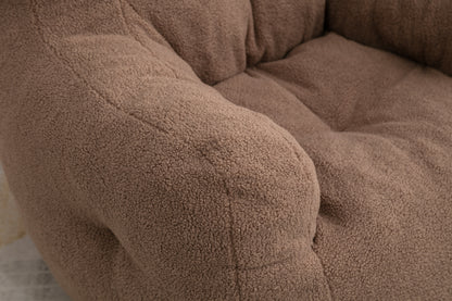 Bean Bag Chair Soft Teddy Fabric Tufted Foam - With Teddy Fabric - Coffee