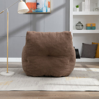 Bean Bag Chair Soft Teddy Fabric Tufted Foam - With Teddy Fabric - Coffee