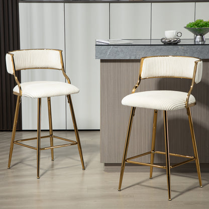 Counter Height Bar Stools with Backrest - Corduroy (SET of 2) 26''