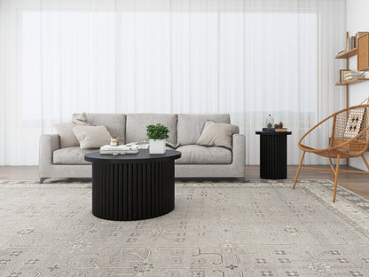 Modern Round Coffee Table with Top Lip Set of 2