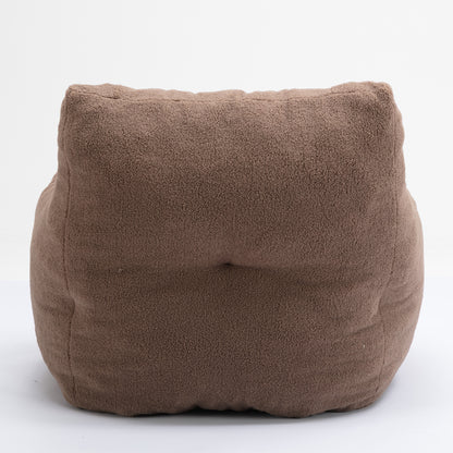 Bean Bag Chair Soft Teddy Fabric Tufted Foam - With Teddy Fabric - Coffee