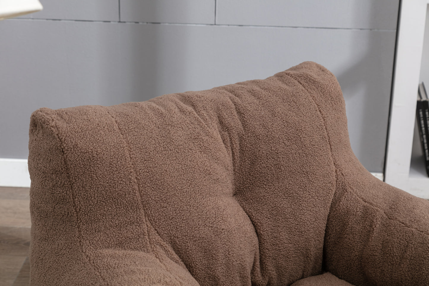 Bean Bag Chair Soft Teddy Fabric Tufted Foam - With Teddy Fabric - Coffee