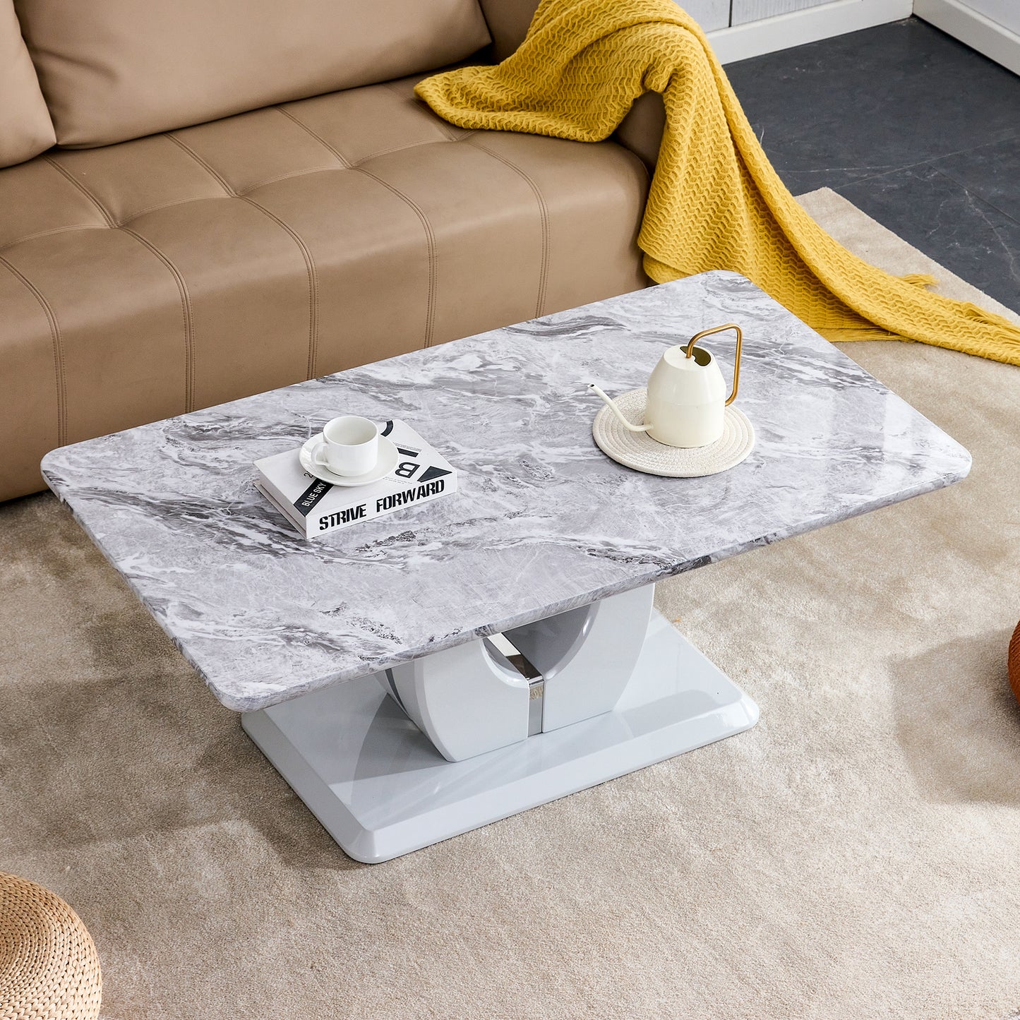 Modern Luxury Imitation - Marble Light Gray Coffee Table